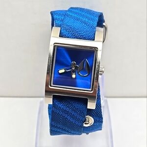 Nixon Glamstar All the Way Stainless Blue Dial & Fabric Wrap Strap New Battery